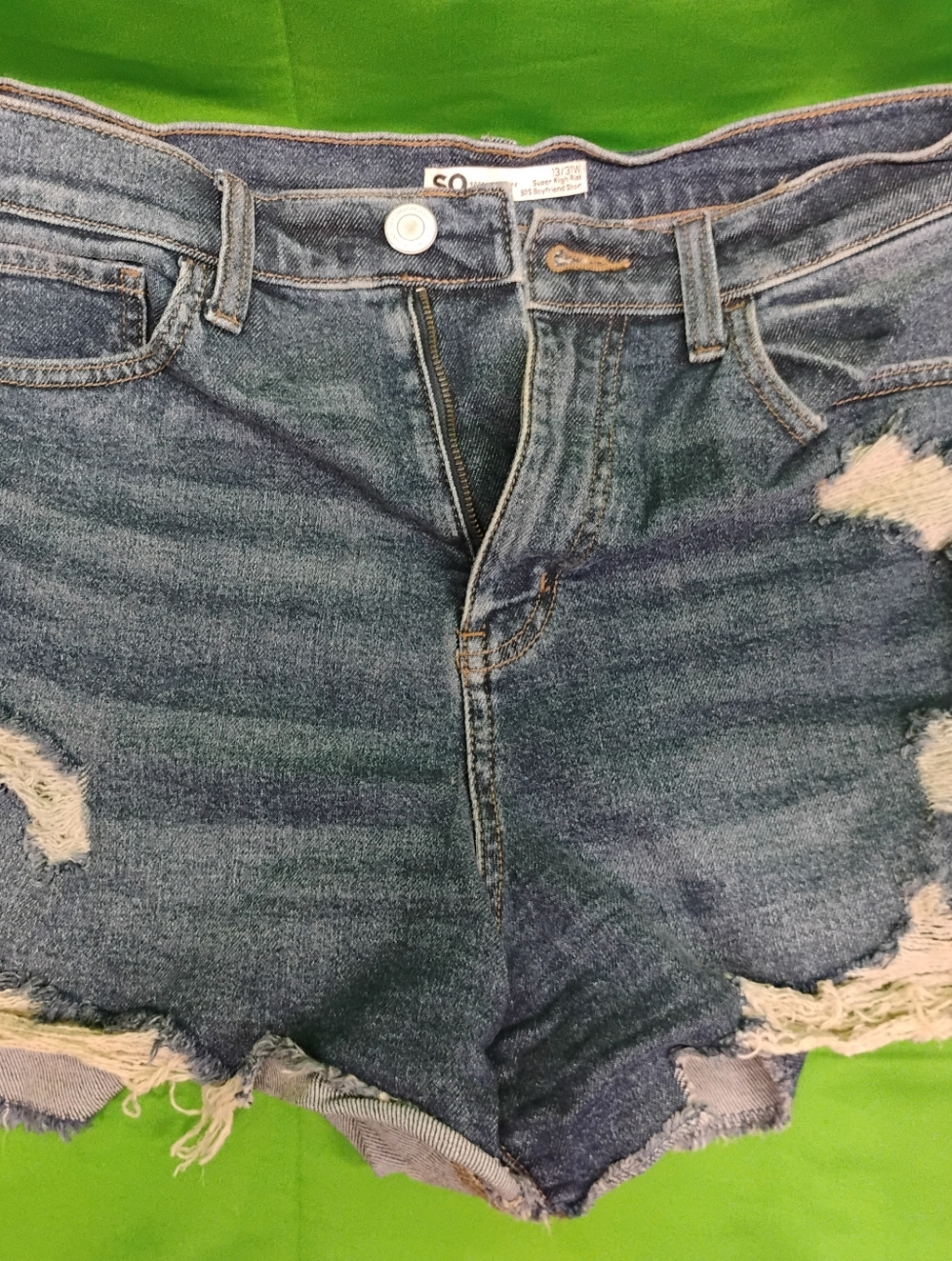 SO Medium Blue Distressed Denim Shorts - Size 13/31W